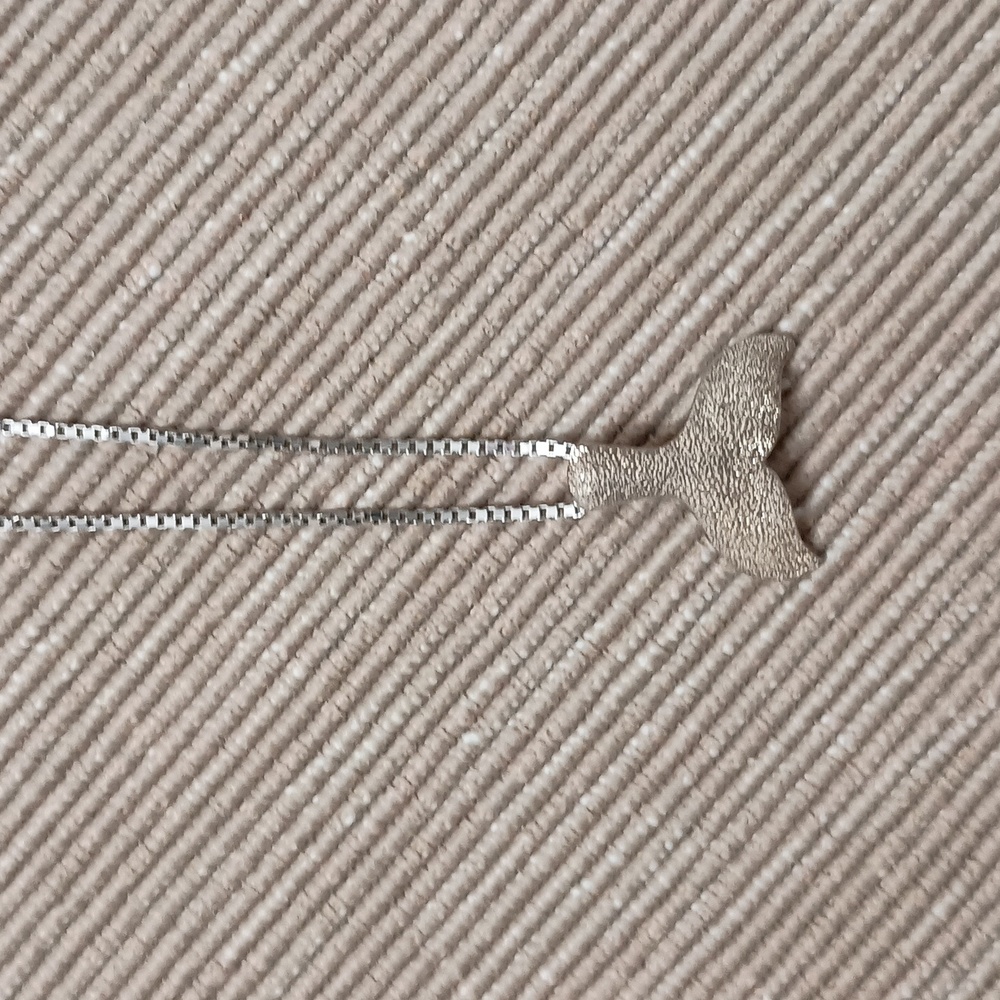Silver whale tail pendant and silver chain